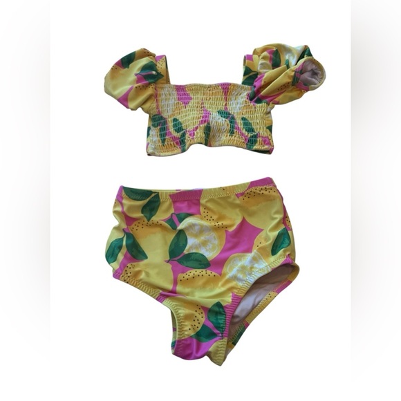 Shade Critters Girls Summer Lemonade High Waist Smocked Bikini in size 2T - Picture 2 of 5
